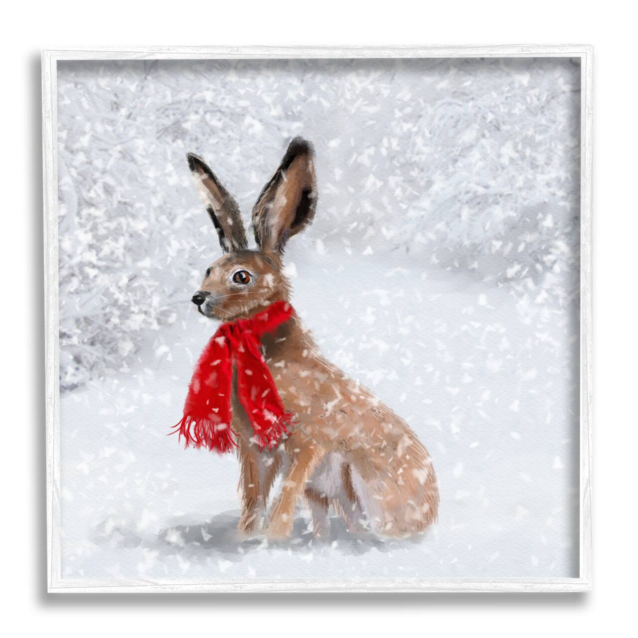 Stupell Industries Winter Rabbit Scarf Landscape Framed Giclee Art